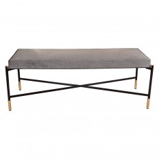 Blackened iron and brass cross base bench